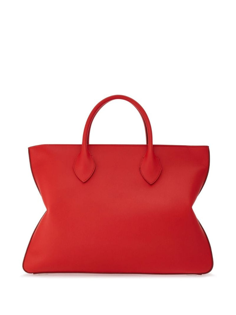 Red Large Leather Tote Bag
