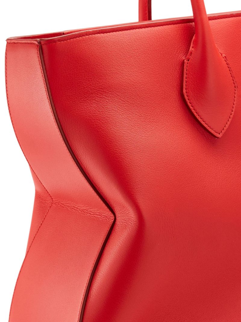 Red Large Leather Tote Bag