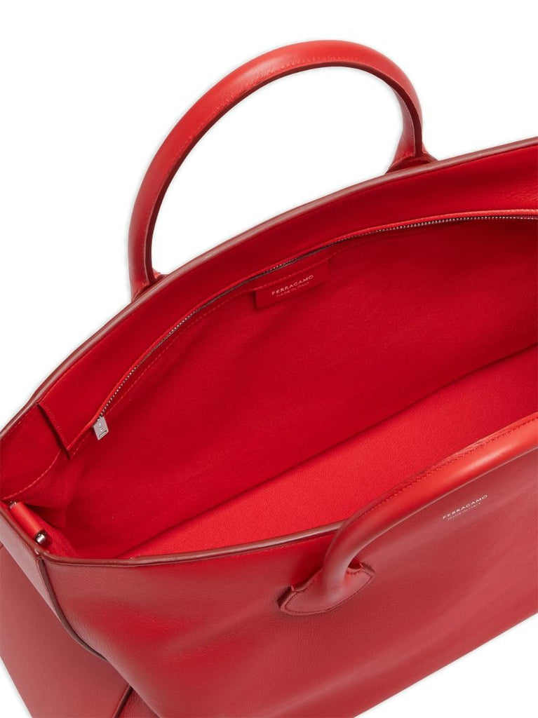 Red Large Leather Tote Bag