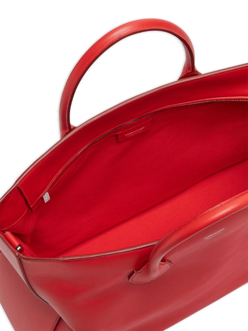 Red Large Leather Tote Bag