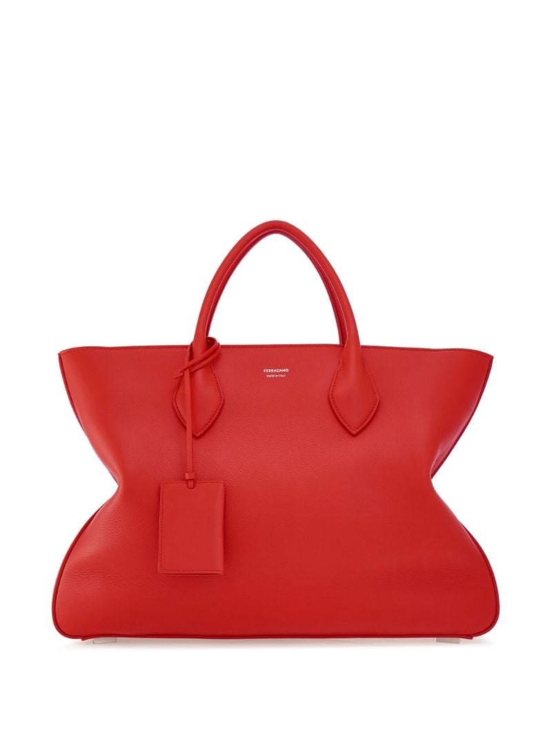 Red Large Leather Tote Bag