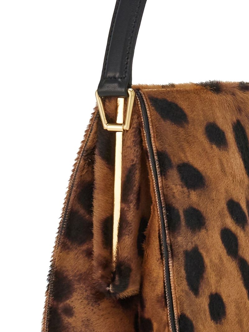 Brown Semi-rigid Leopard-print Bag