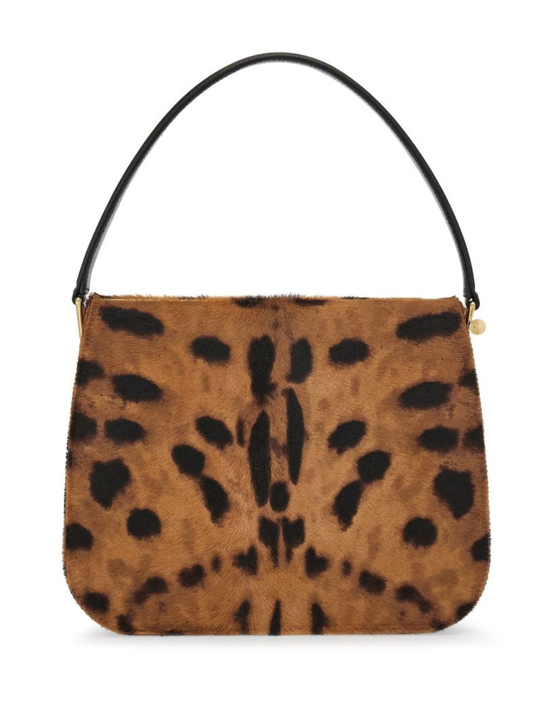 Brown Semi-rigid Leopard-print Bag