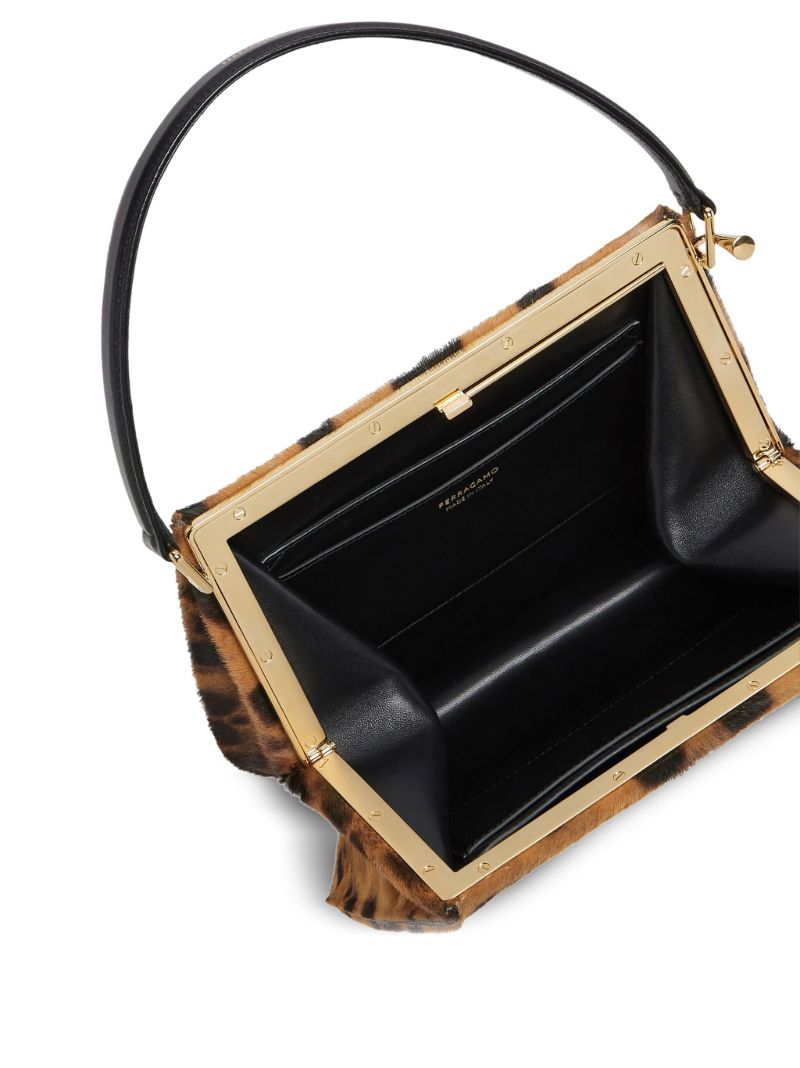 Brown Semi-rigid Leopard-print Bag
