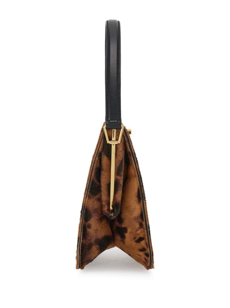 Brown Semi-rigid Leopard-print Bag