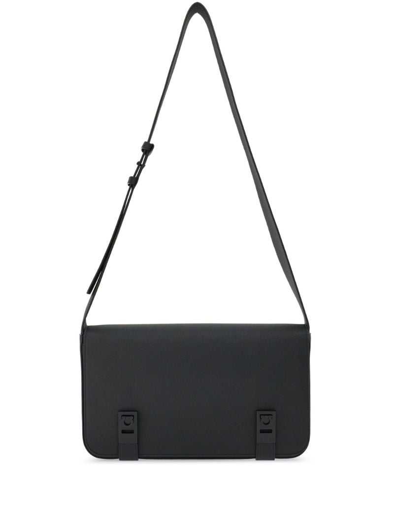 Black Gancini-plaque Leather Shoulder Bag