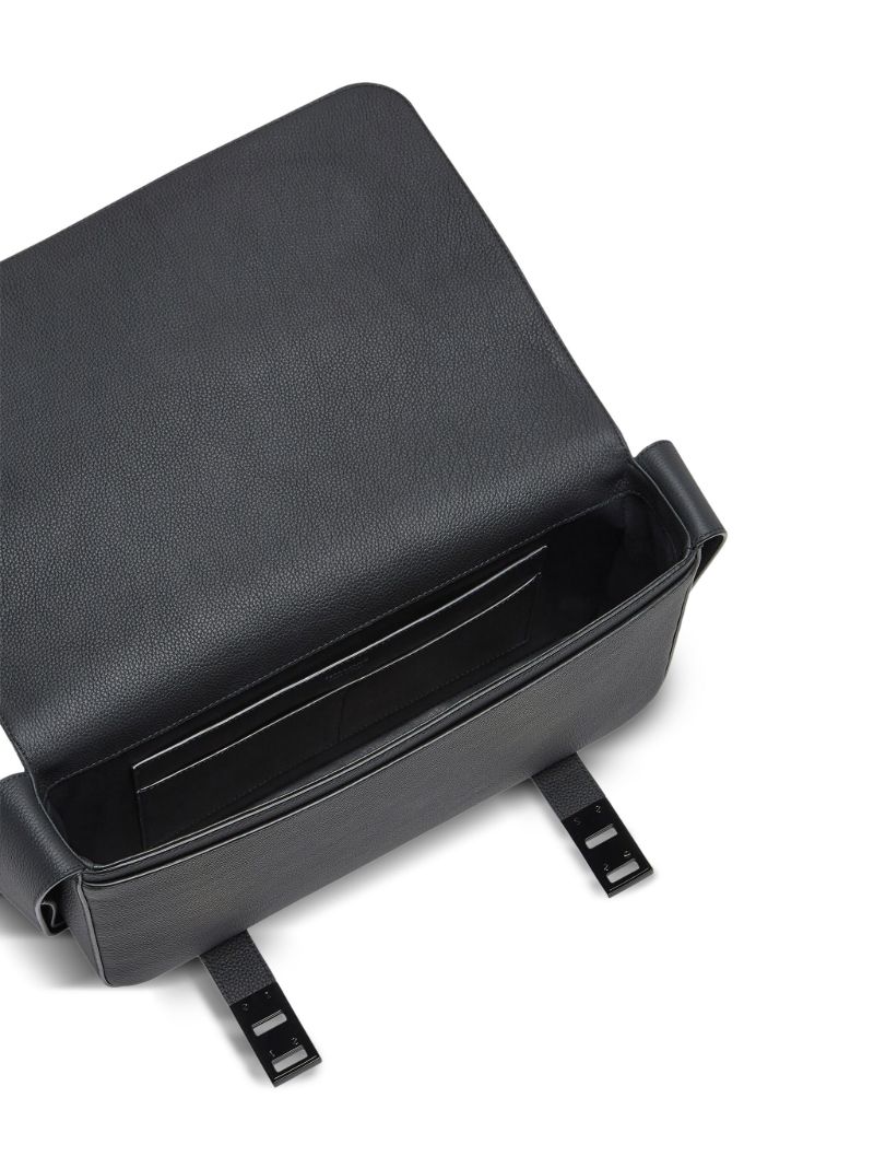 Black Gancini-plaque Leather Shoulder Bag