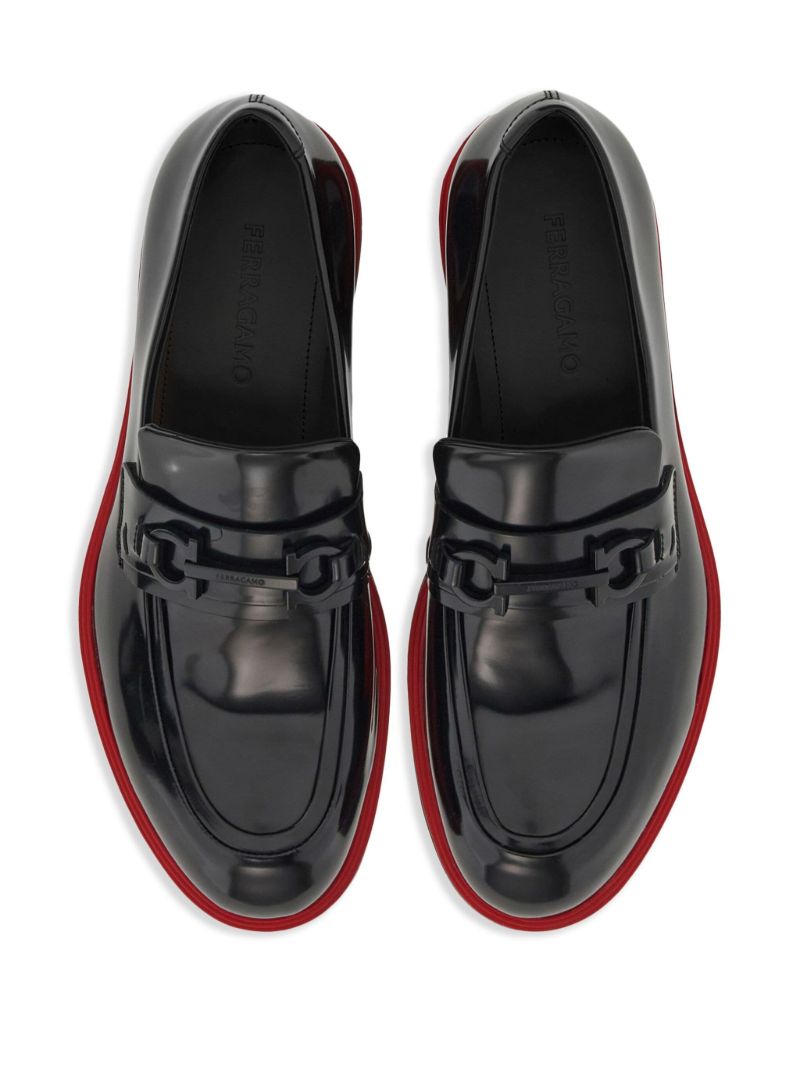 Black Gancini-ornament Leather Mocassins