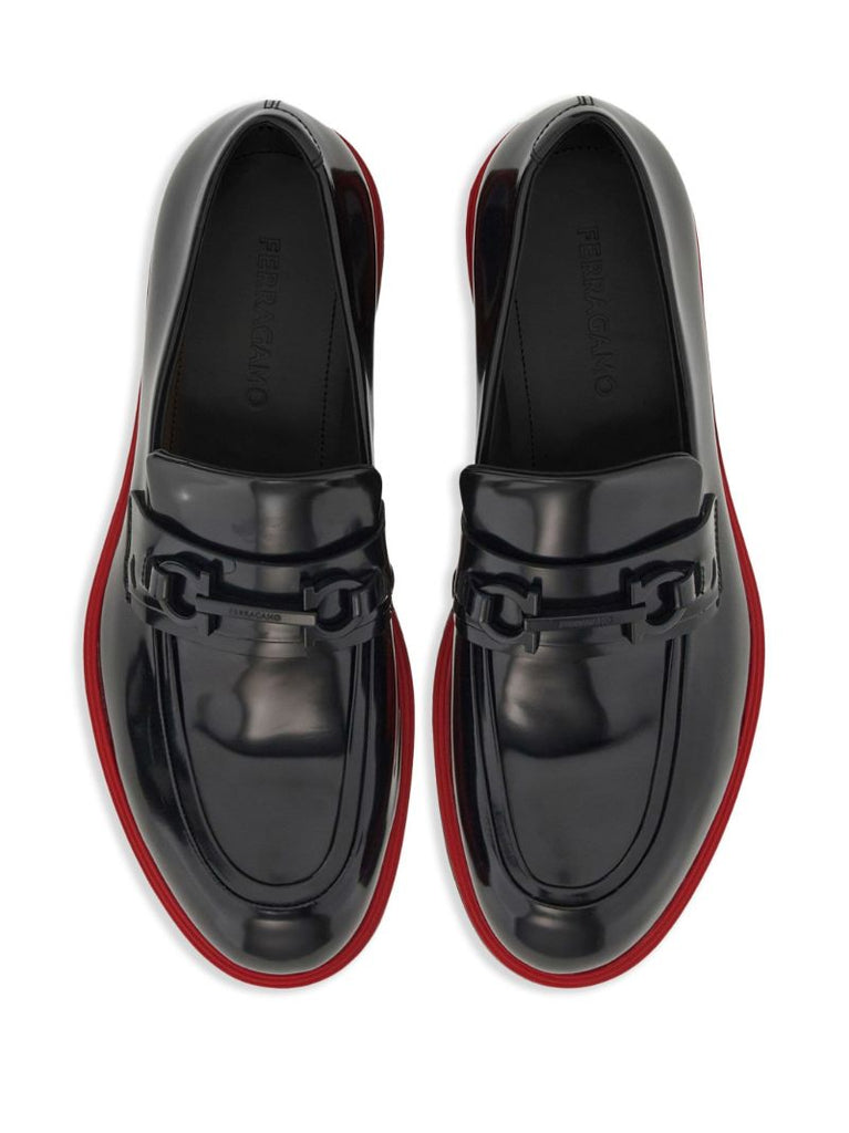 Black Gancini-ornament Leather Mocassins