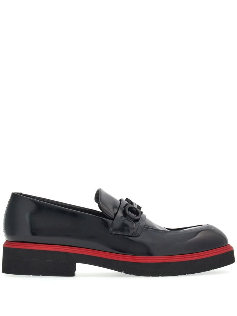 Black Gancini-ornament Leather Mocassins