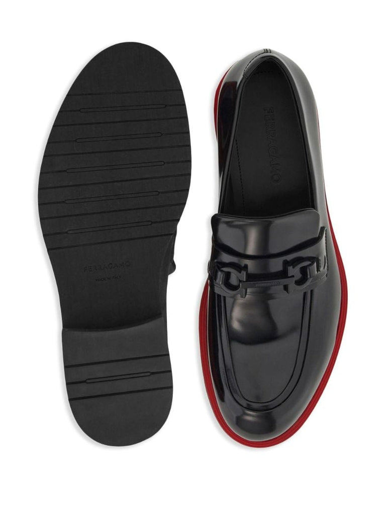 Black Gancini-ornament Leather Mocassins