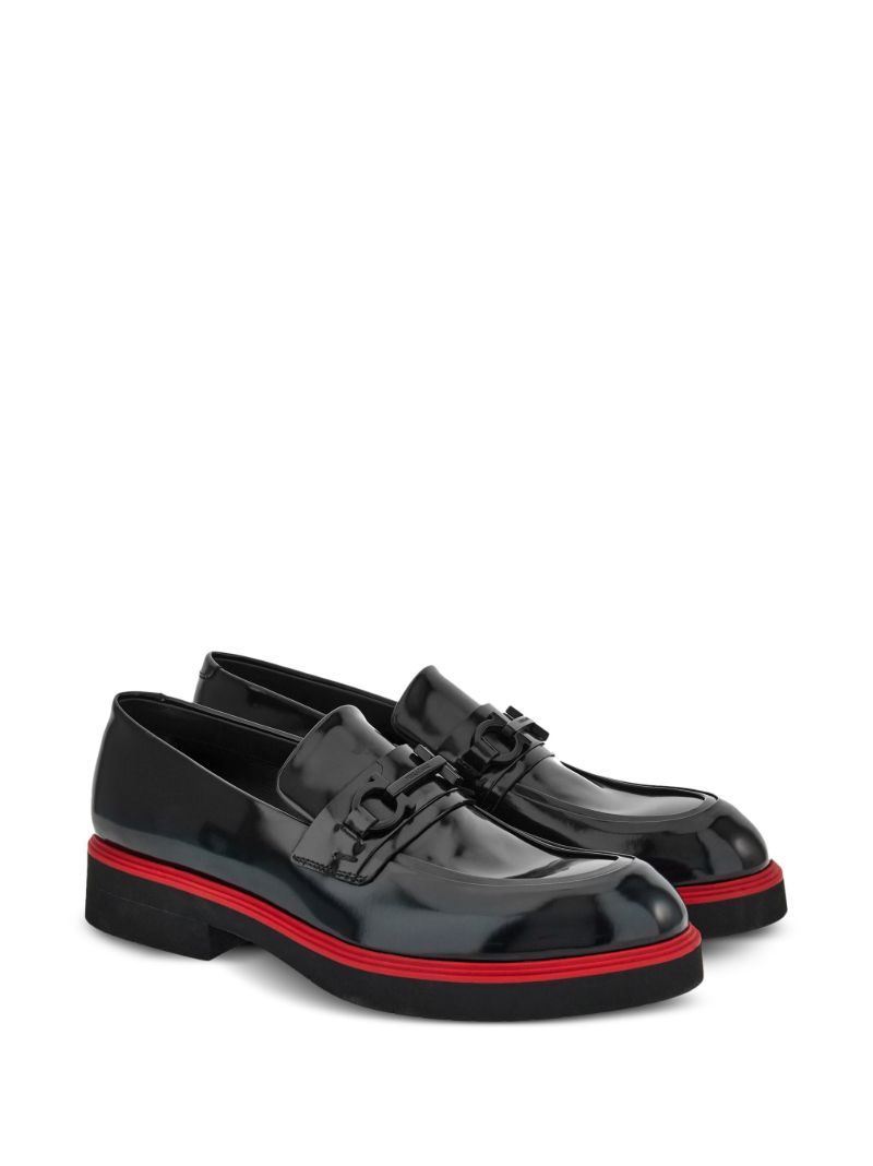 Black Gancini-ornament Leather Mocassins