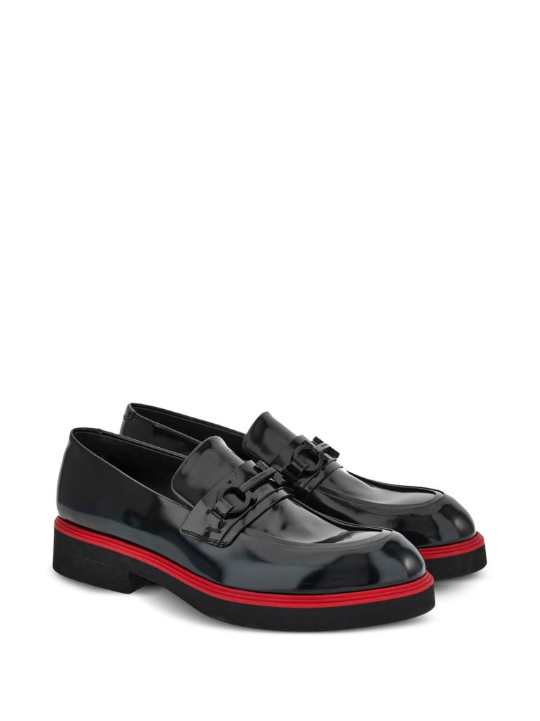 Black Gancini-ornament Leather Mocassins