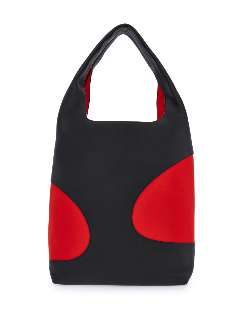 Black Cut-out Leather Tote Bag