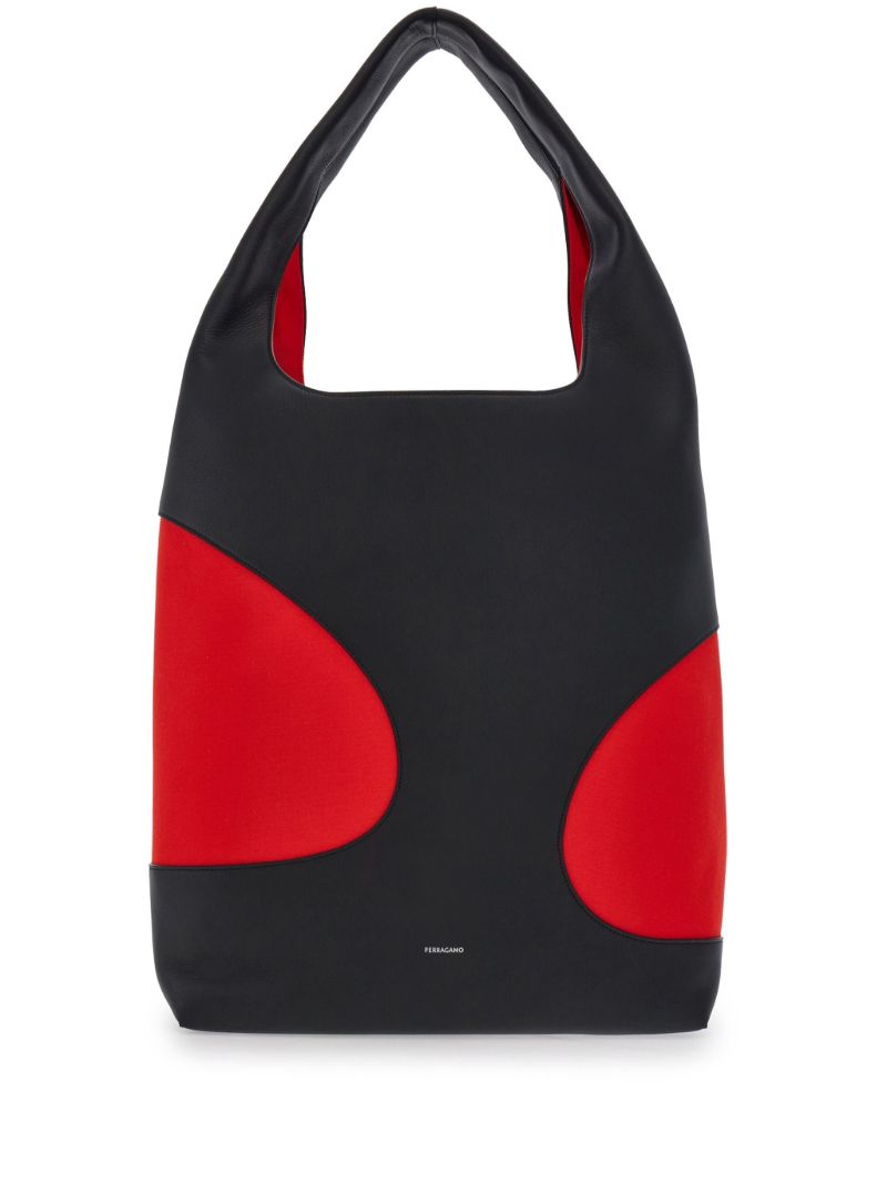 Black Cut-out Leather Tote Bag