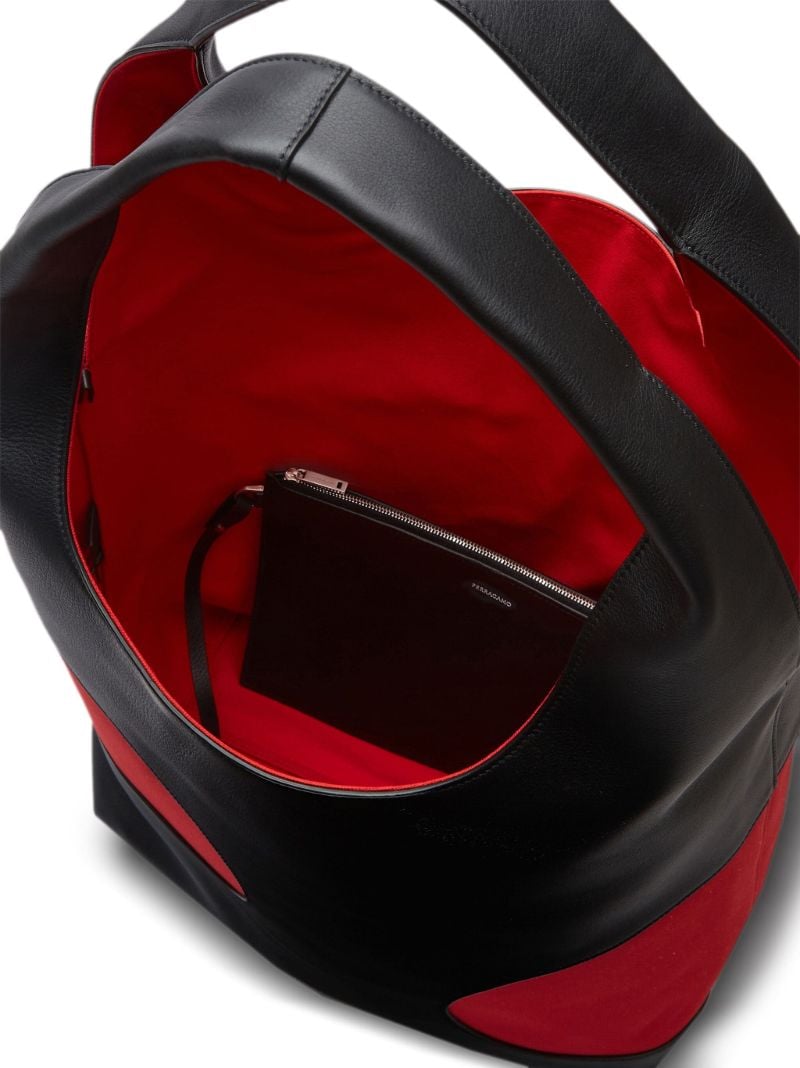 Black Cut-out Leather Tote Bag