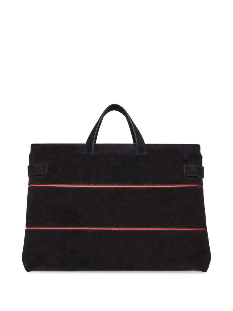Black Gancini-plaque Suede Tote Bag