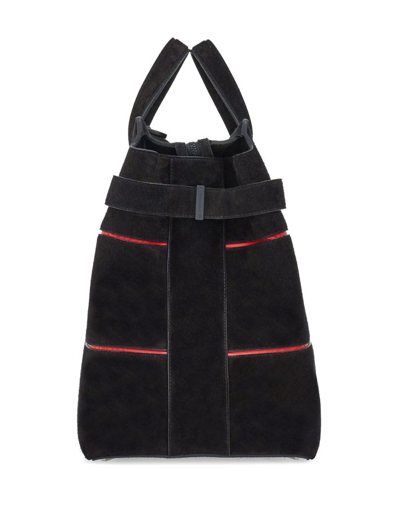 Black Gancini-plaque Suede Tote Bag