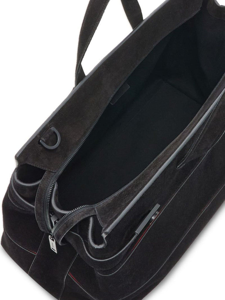 Black Gancini-plaque Suede Tote Bag