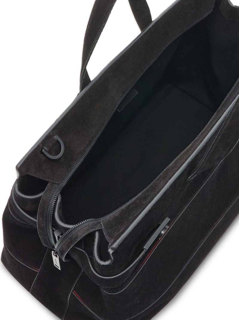 Black Gancini-plaque Suede Tote Bag