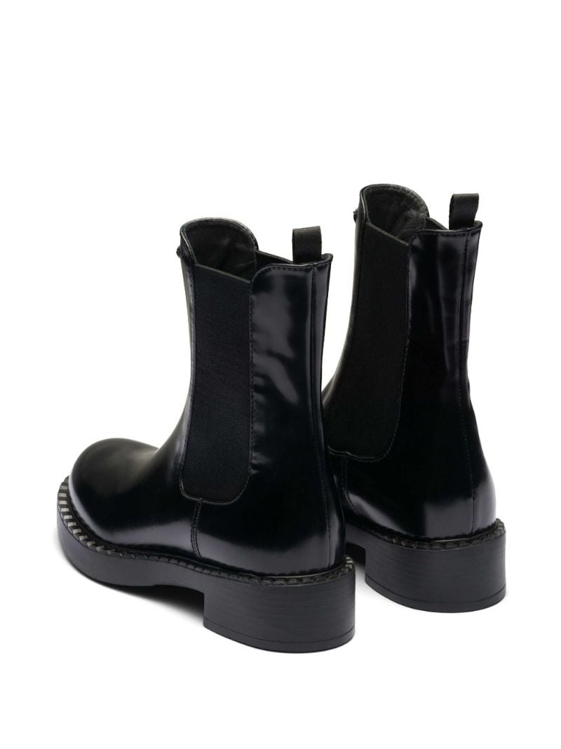 Black Enamel Triangle Leather Boots