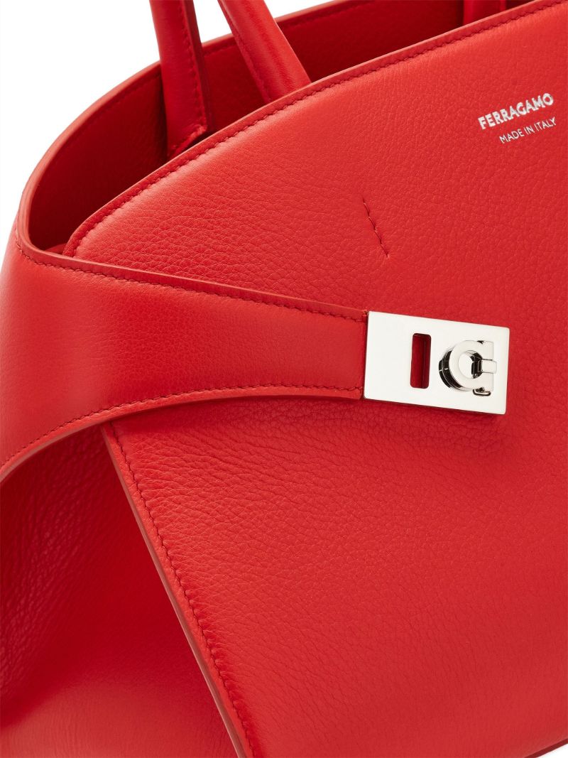 Red Hug Leather Tote Bag