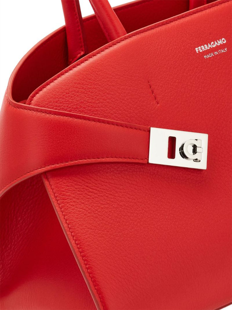 Red Hug Leather Tote Bag