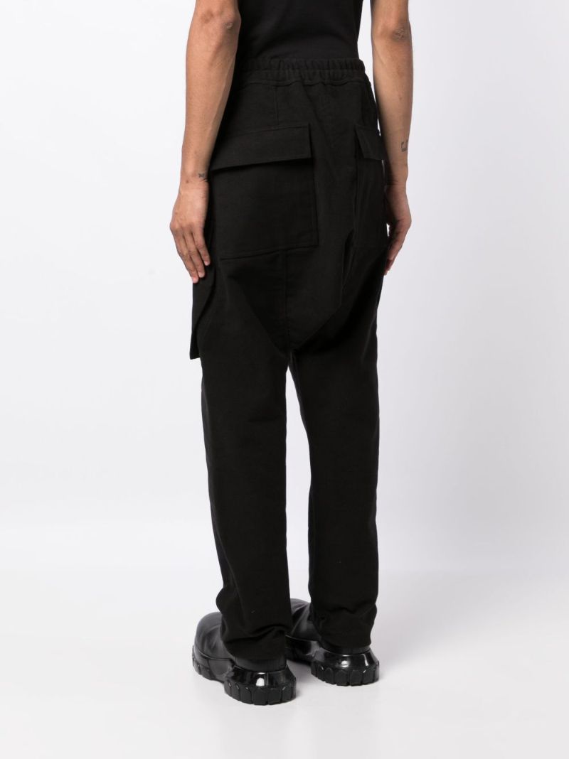 Black Drop-crotch Cotton Cargo Trousers
