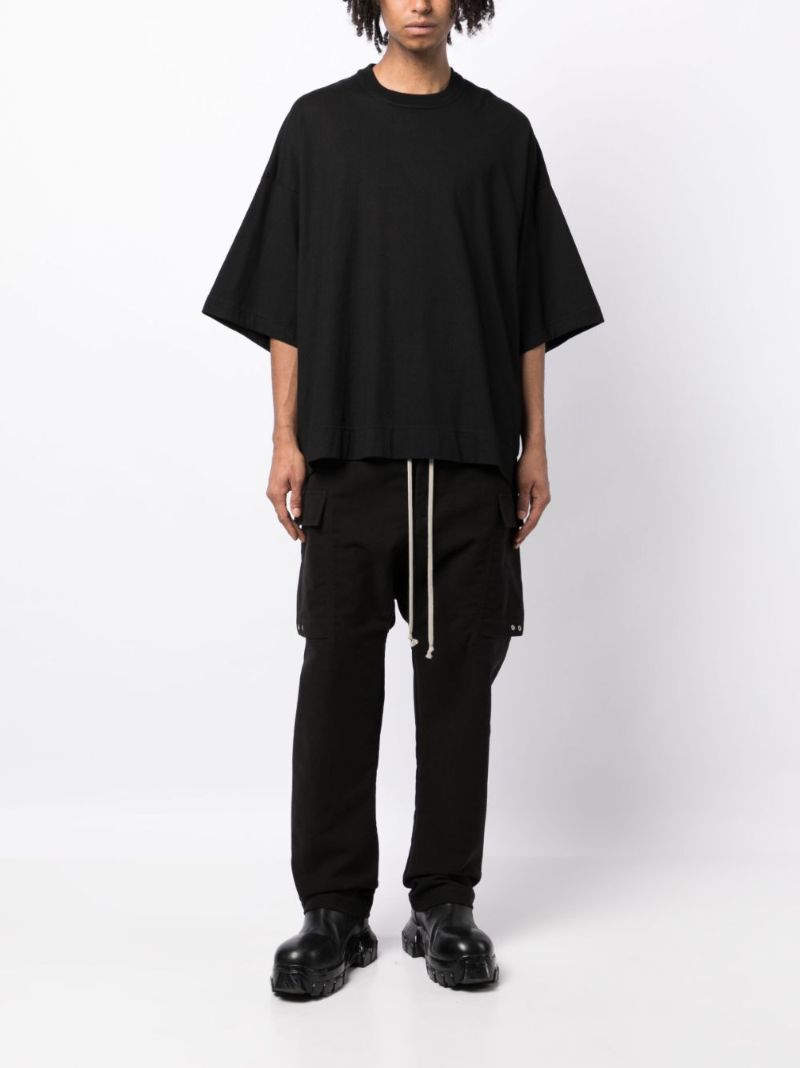 Black Drop-crotch Cotton Cargo Trousers