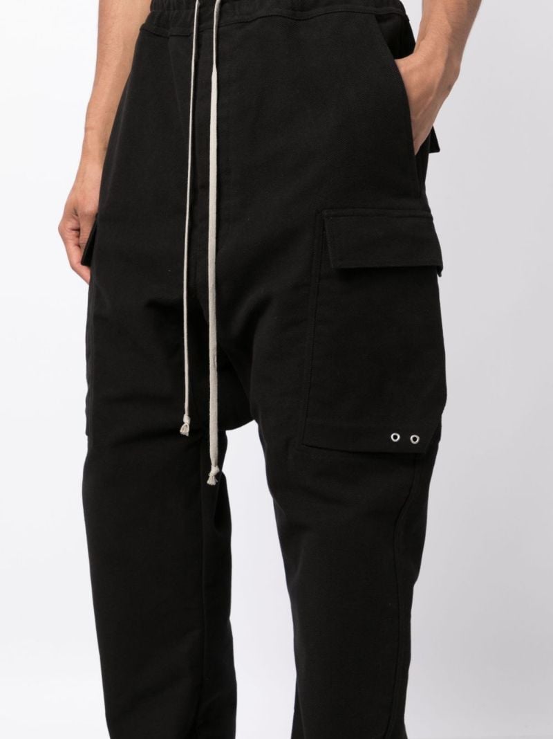Black Drop-crotch Cotton Cargo Trousers