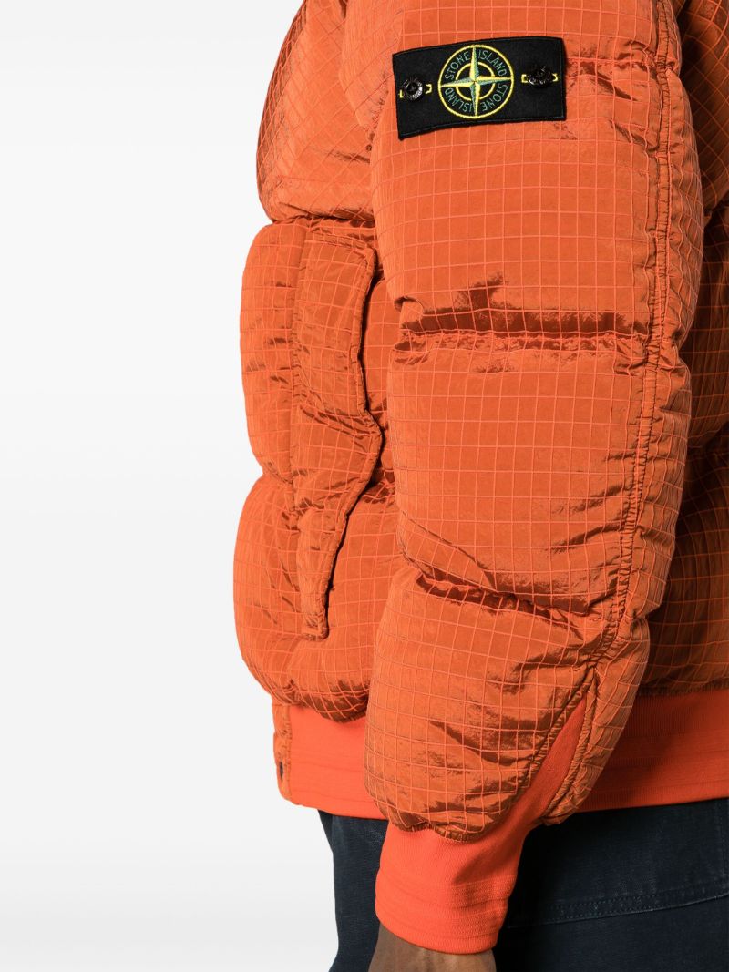 Orange Quilted Bomber Jacket