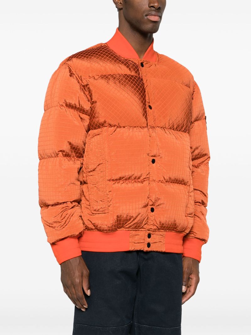 Orange Quilted Bomber Jacket