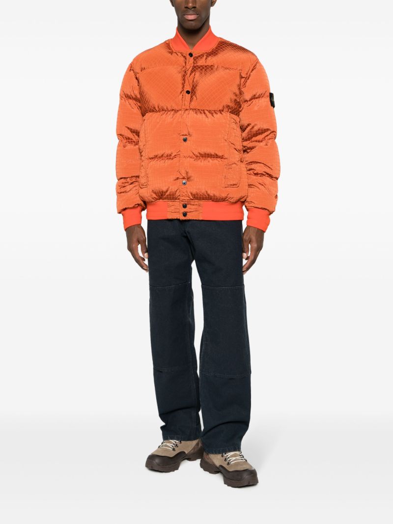 Orange Quilted Bomber Jacket