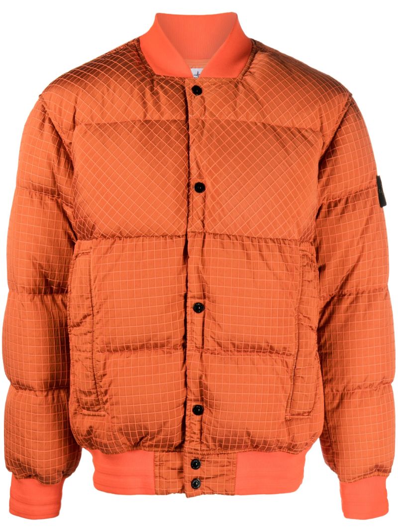 Orange Quilted Bomber Jacket