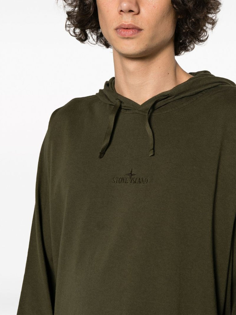 Green Hooded Cotton T-shirt
