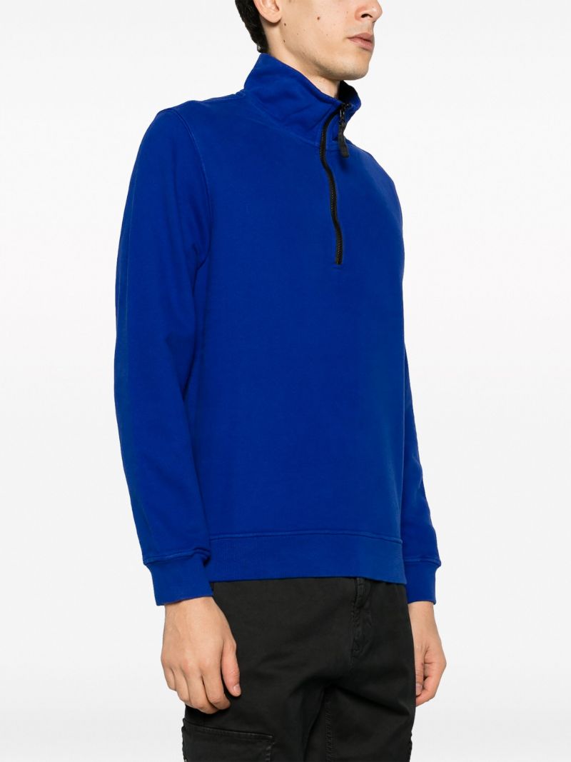 Blue Half-zip Cotton Sweatshirt