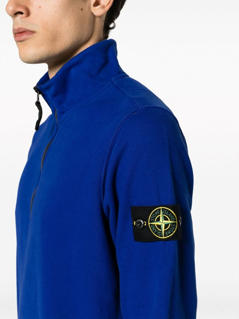 Blue Half-zip Cotton Sweatshirt