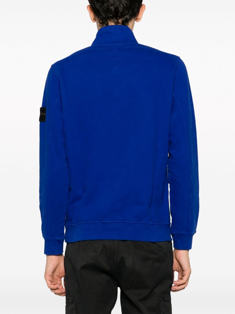 Blue Half-zip Cotton Sweatshirt