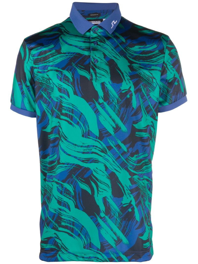 Blue Kv Brushstroke-print Polo Shirt