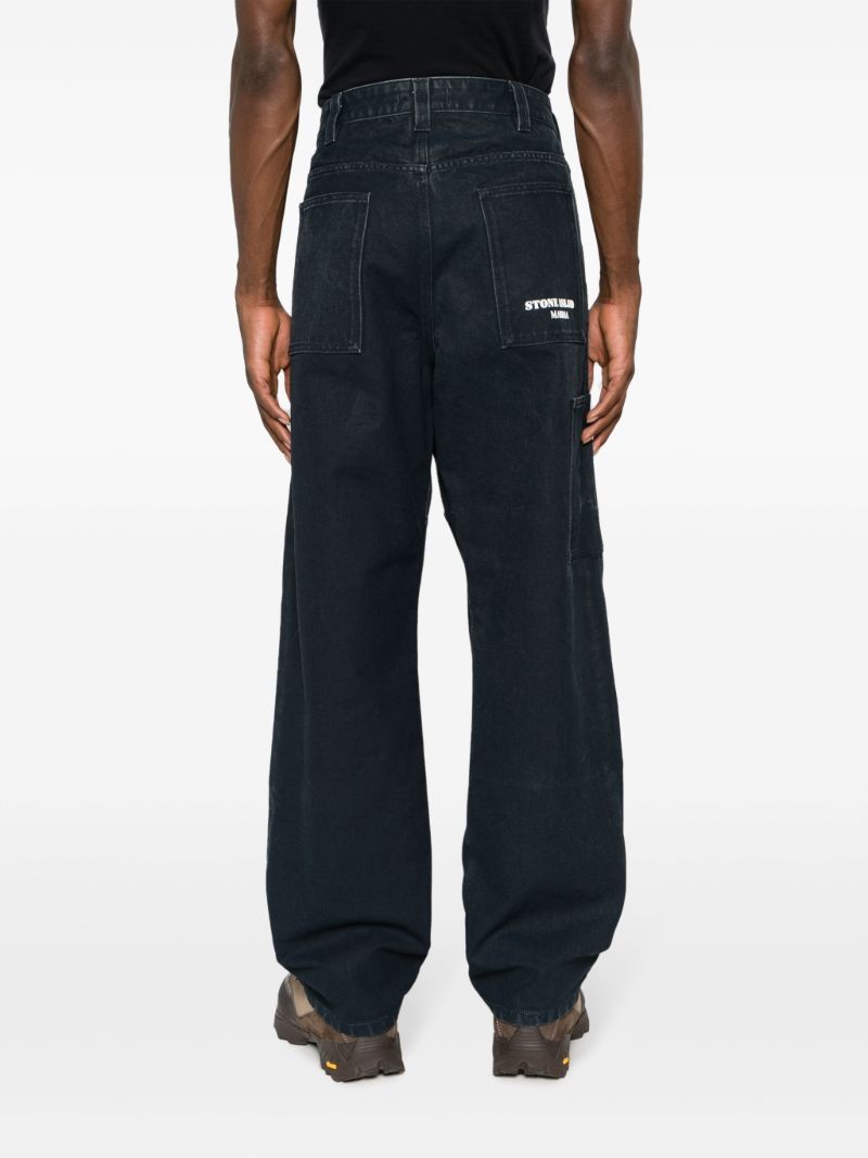 Blue Marina Straight-leg Cotton Trousers