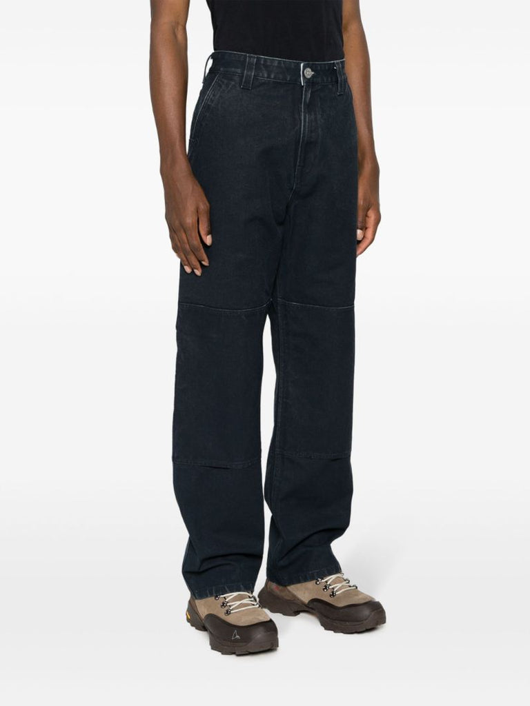 Blue Marina Straight-leg Cotton Trousers