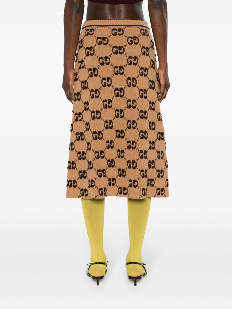 Brown Gg Wool Jacquard Skirt