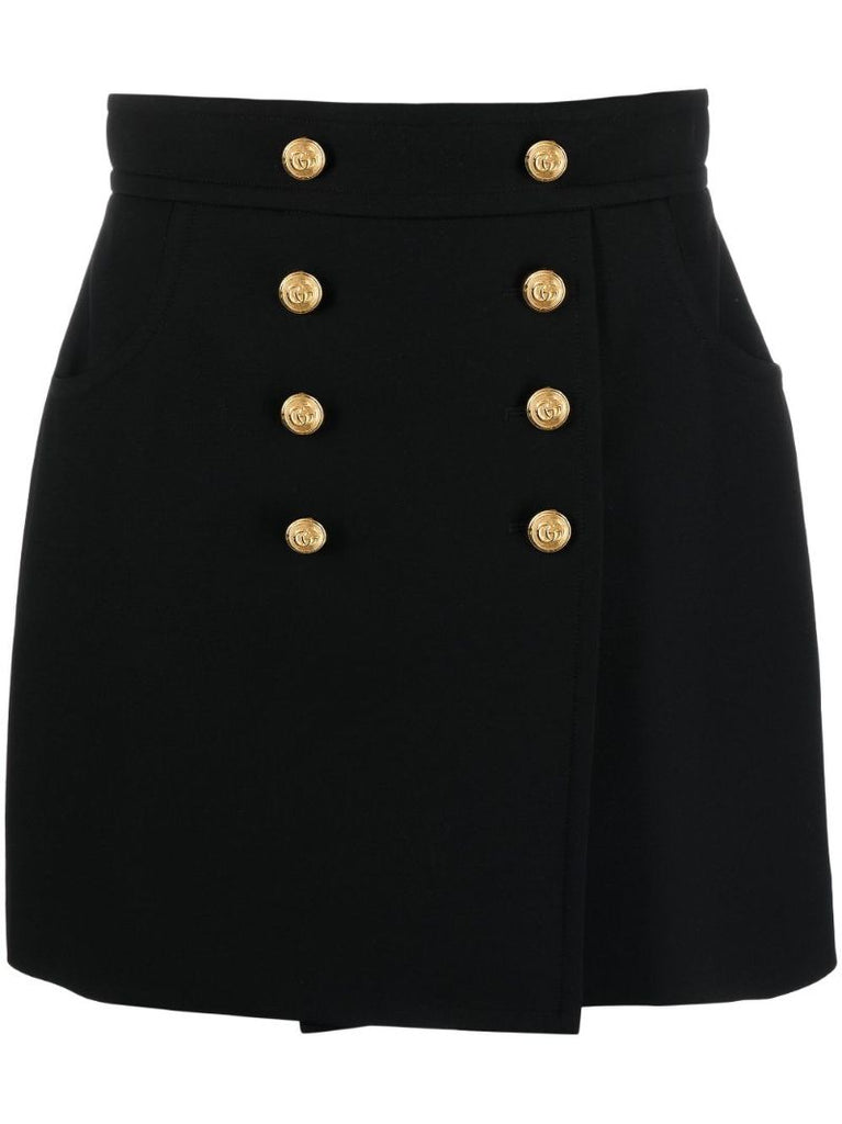 Black High-rise Crepe Mini Skirt