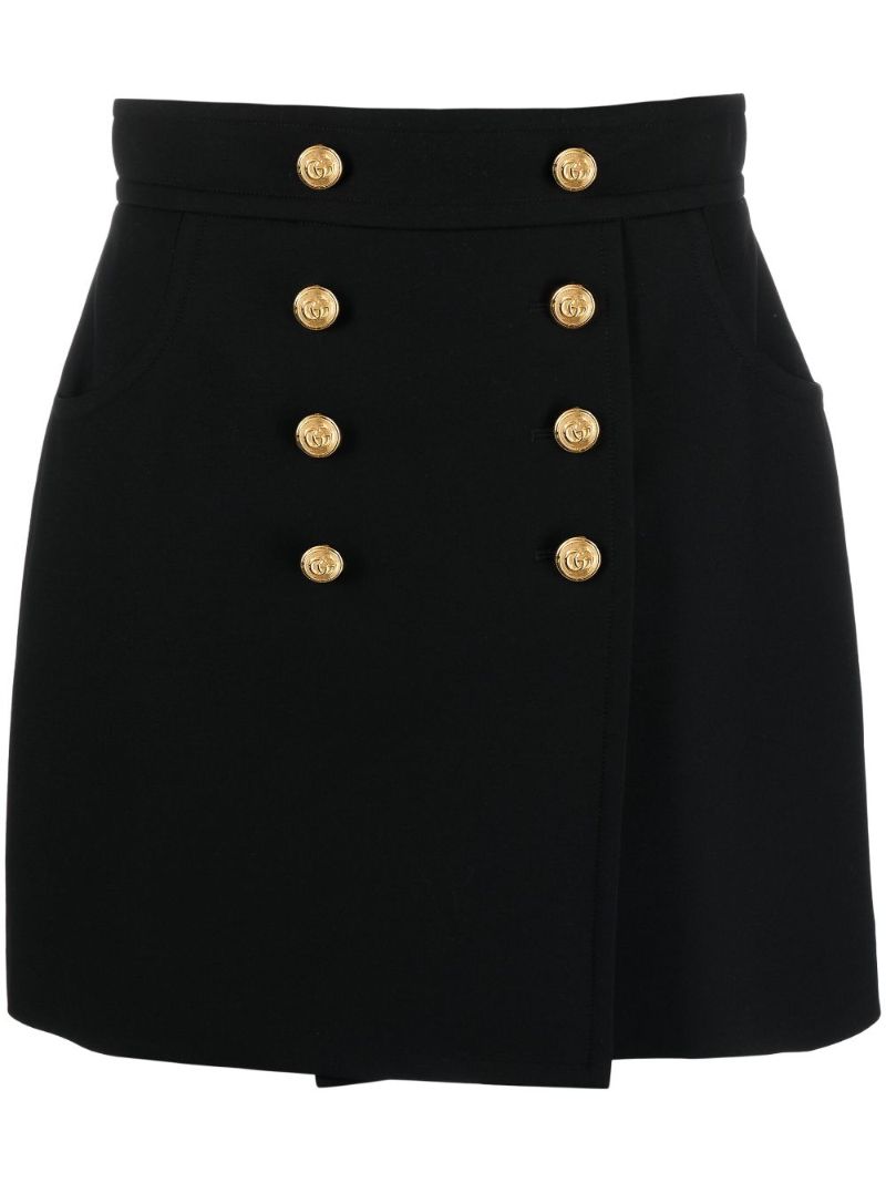 Black High-rise Crepe Mini Skirt
