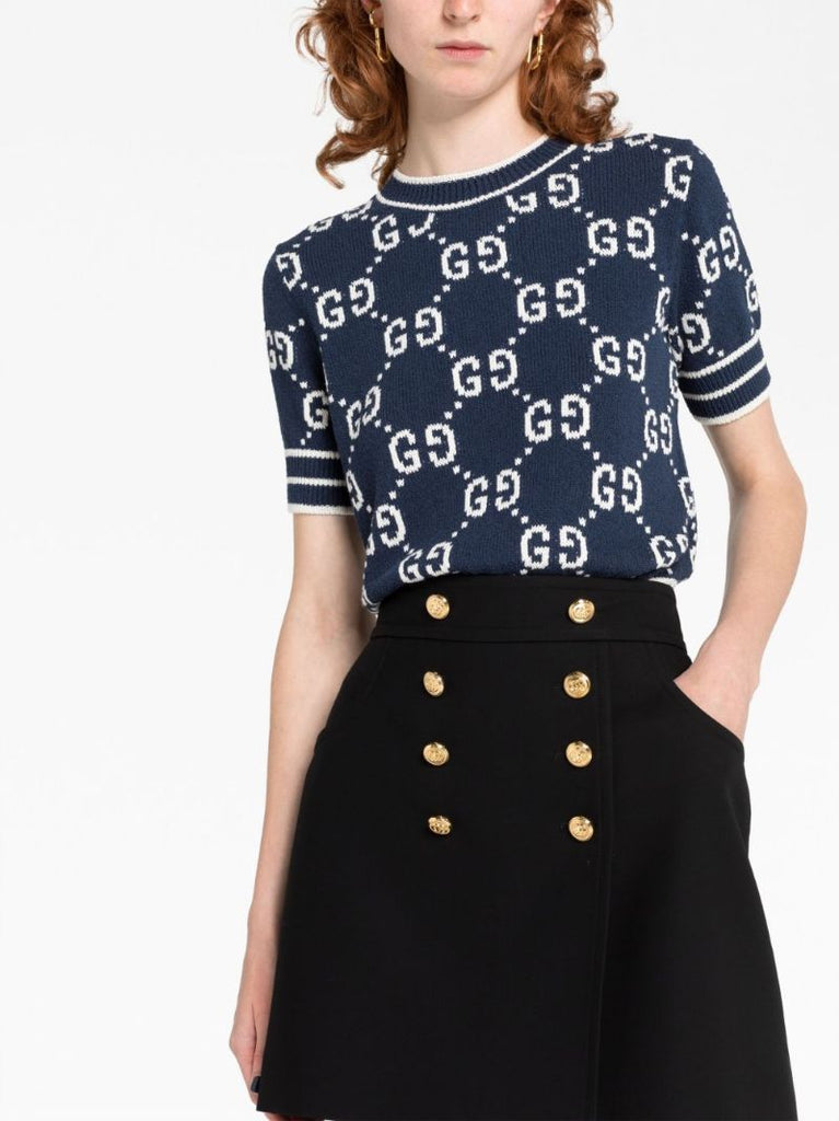 Black High-rise Crepe Mini Skirt