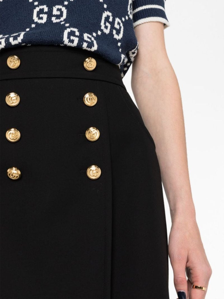 Black High-rise Crepe Mini Skirt