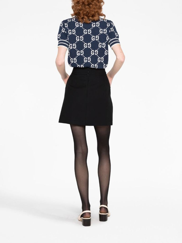 Black High-rise Crepe Mini Skirt