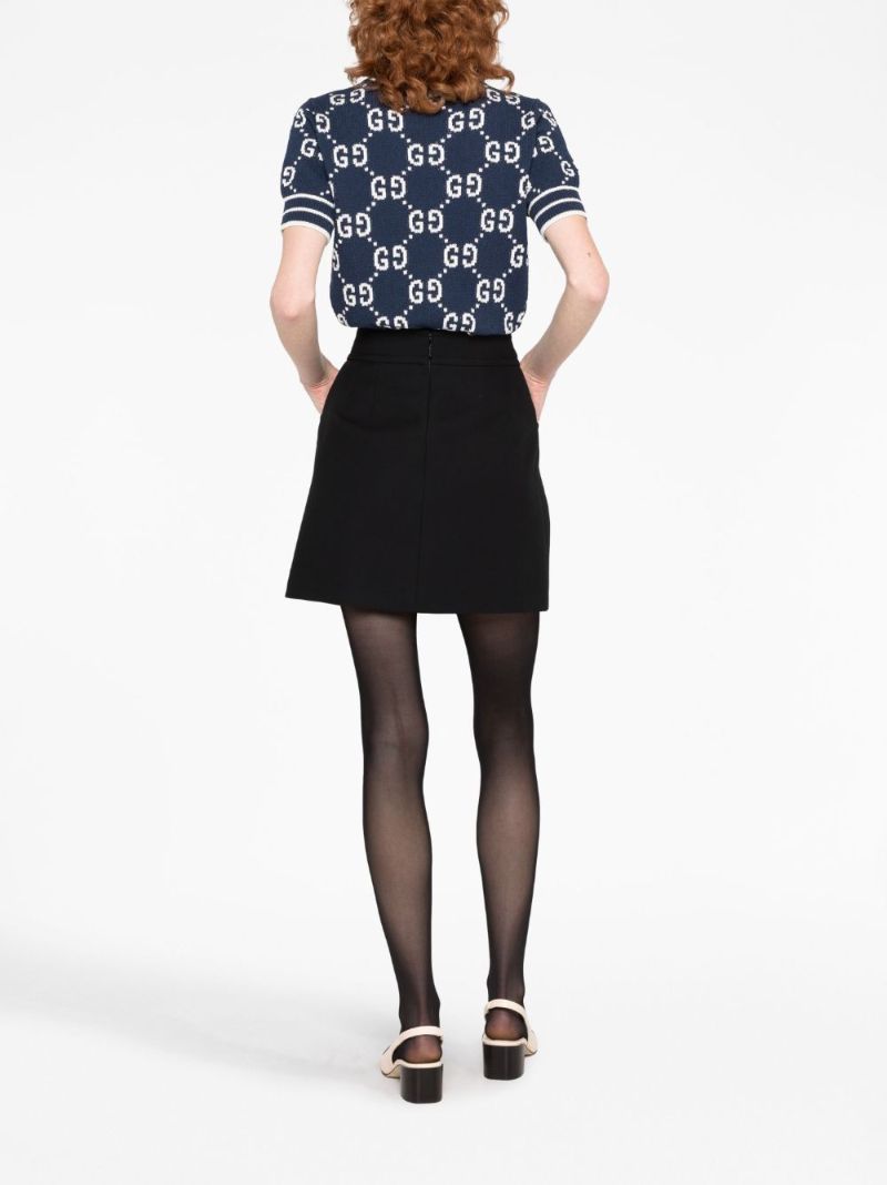 Black High-rise Crepe Mini Skirt