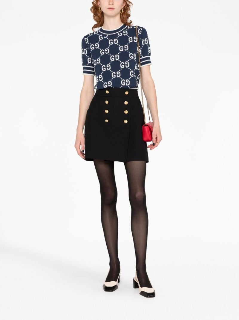 Black High-rise Crepe Mini Skirt