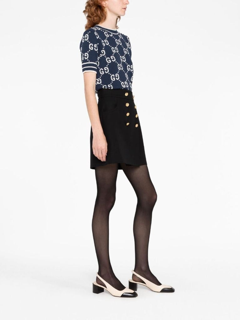 Black High-rise Crepe Mini Skirt